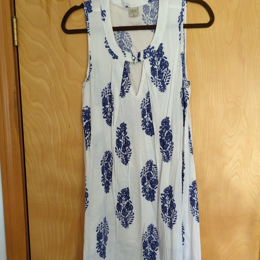 White and blue summer dress
